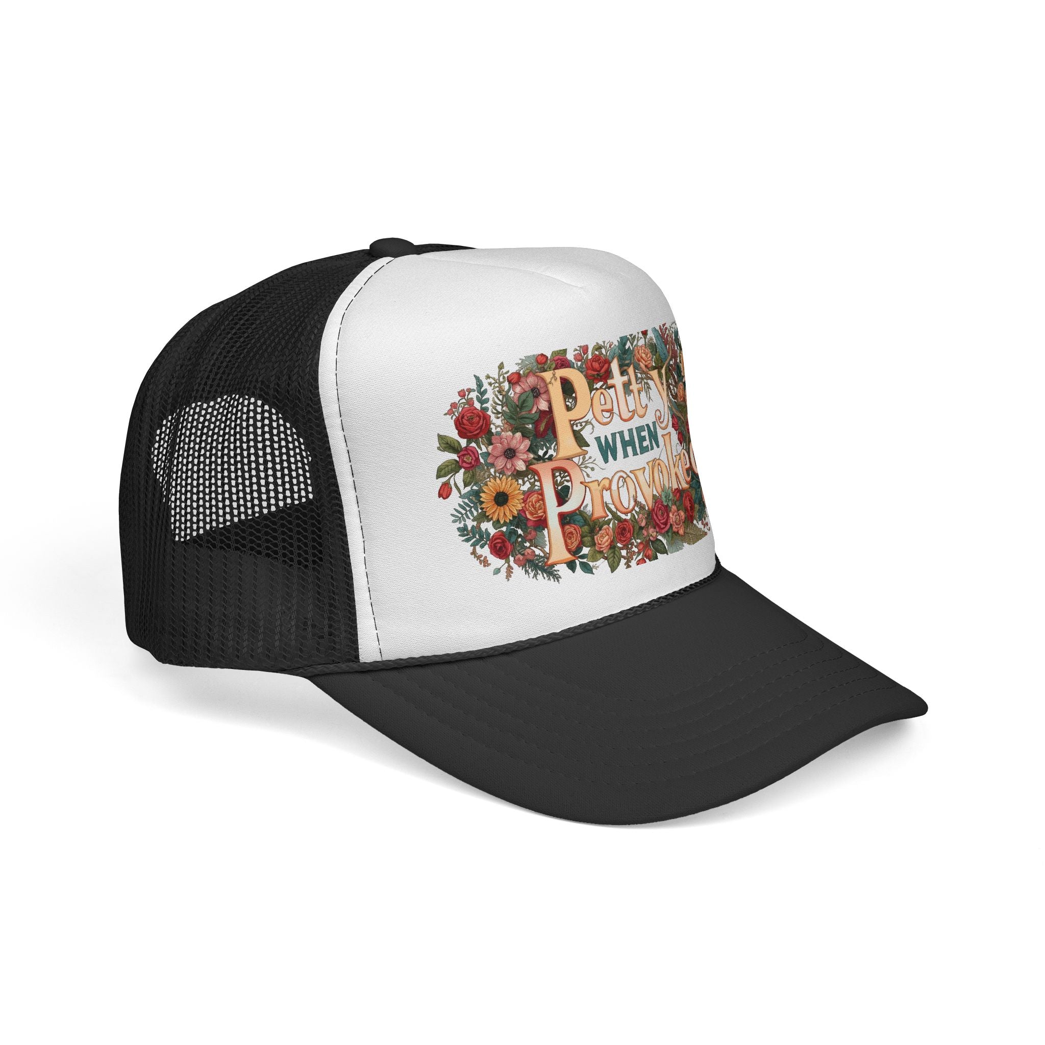 Petty When Provoked Floral Trucker Cap — Vintage Country Mesh Hat for Women