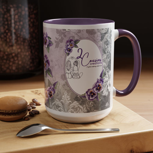 2 Cousins Creations Logo Floral Accent Coffee Mug — 15oz