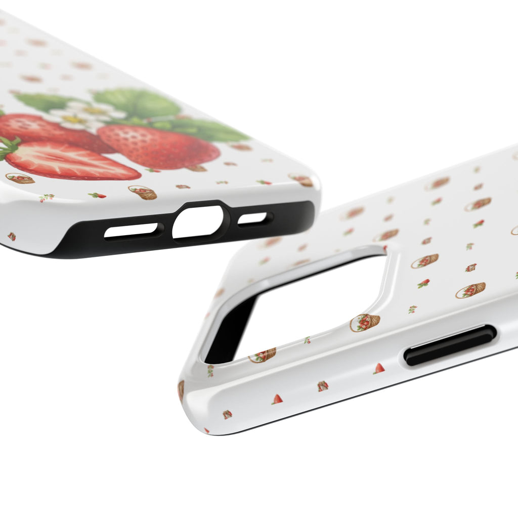 Strawberry Pattern Tough Phone Case — Vintage Botanical Fruit Design