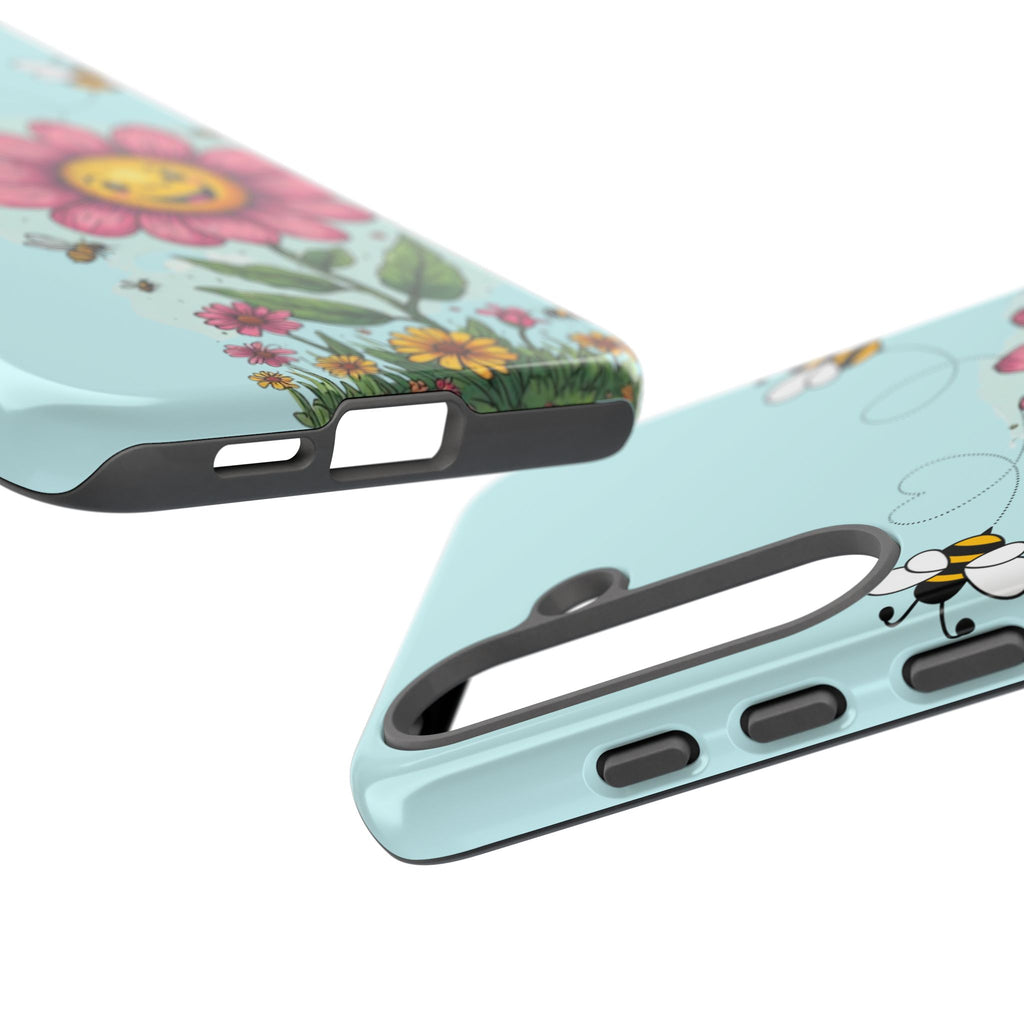 Cute Bee & Smiley Flower Phone Case — Floral Garden Protective Cover