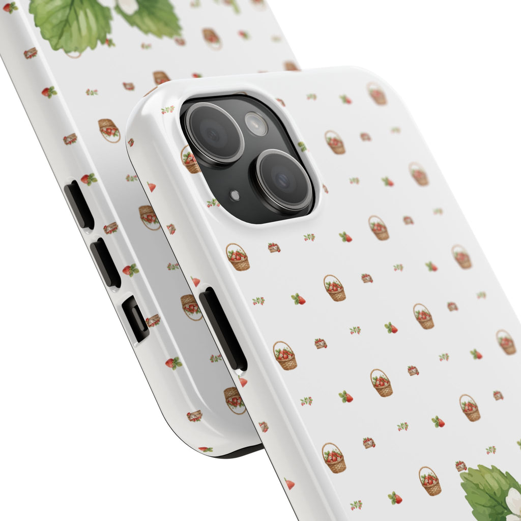 Strawberry Pattern Tough Phone Case — Vintage Botanical Fruit Design