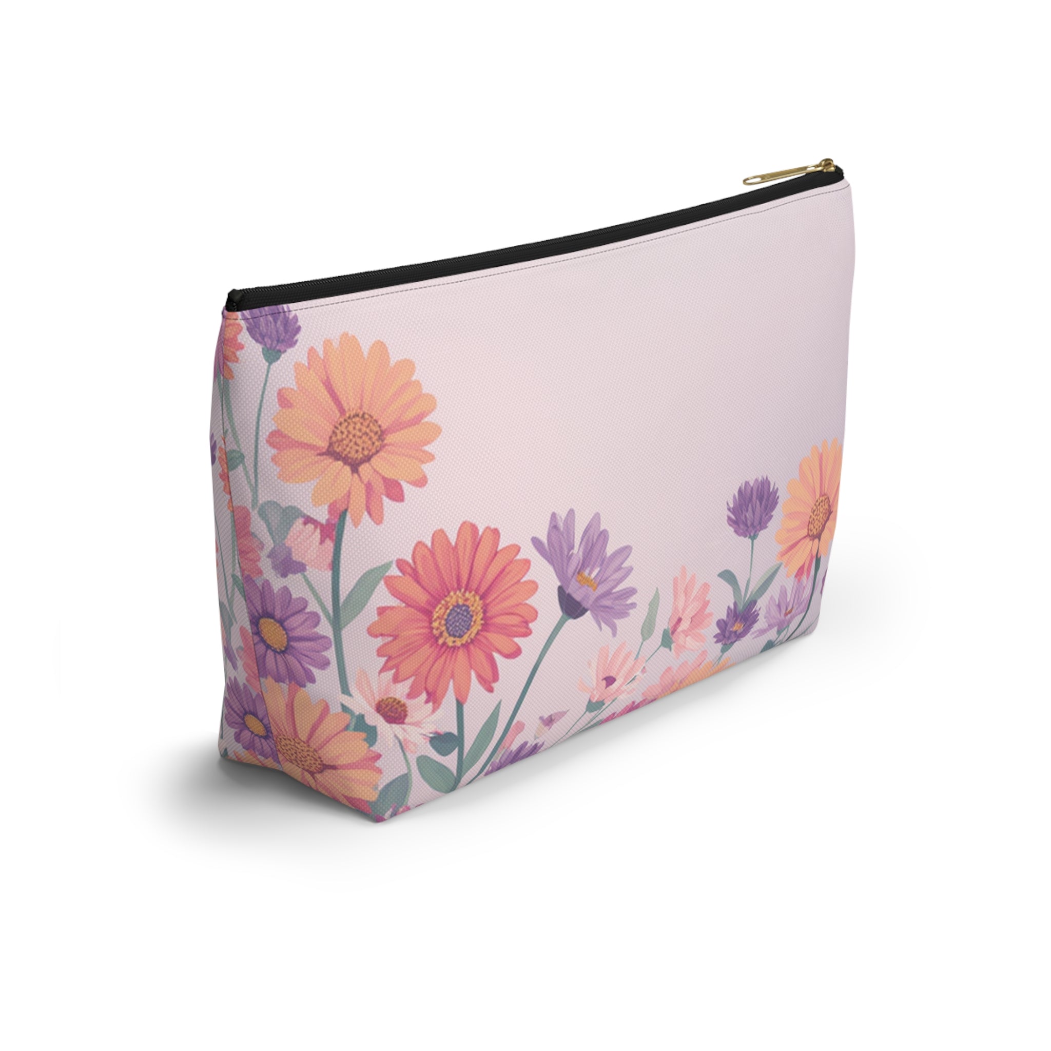 Frog in Bloom "Momma's Garden Bag" Floral Accessory Pouch — Cute Zippered Bag with T‑Bottom