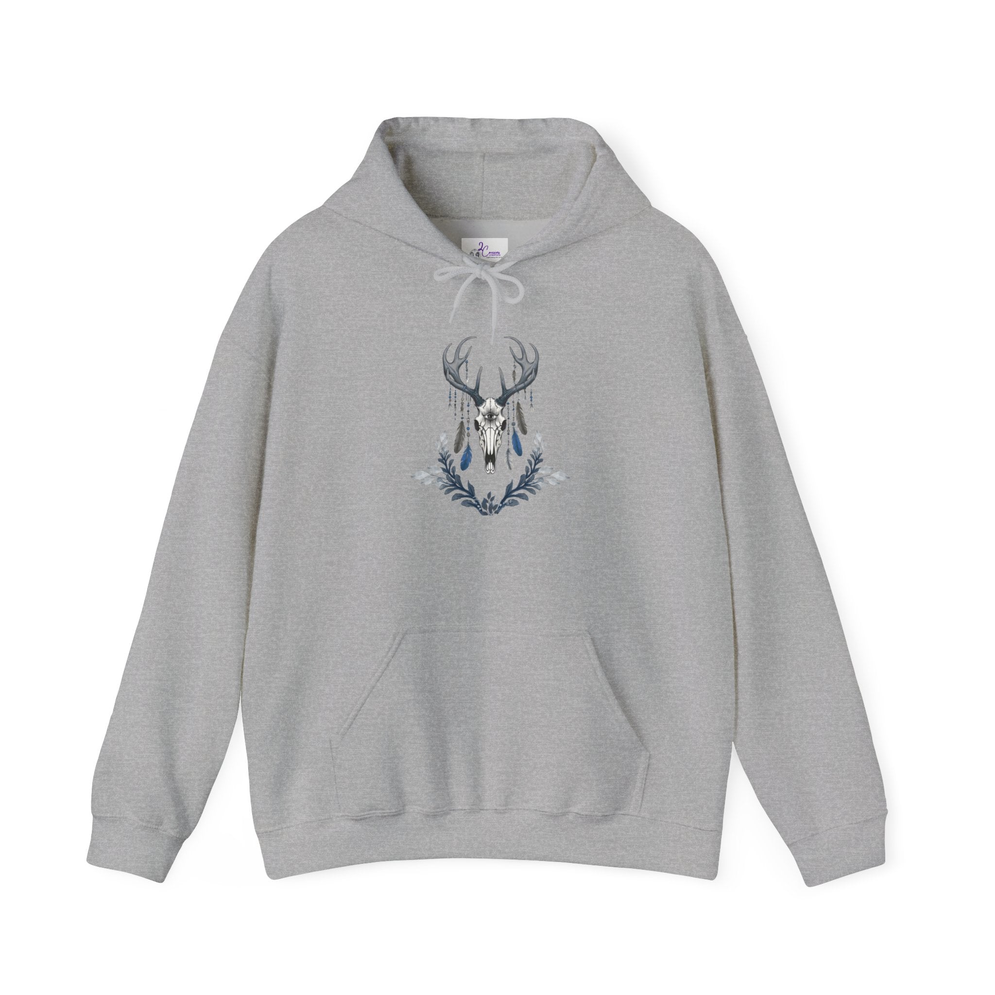 Deer Antler Floral Hoodie – Woodland Nature Graphic Sweatshirt