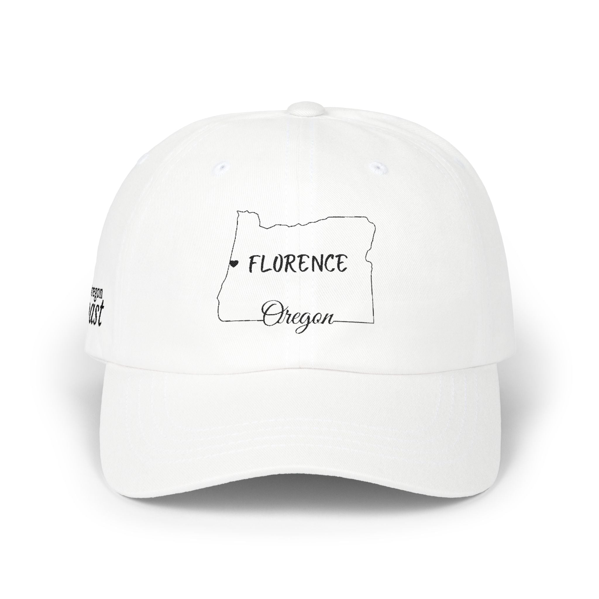 Florence Oregon Outline Dad Cap — Minimal State Map Baseball Hat