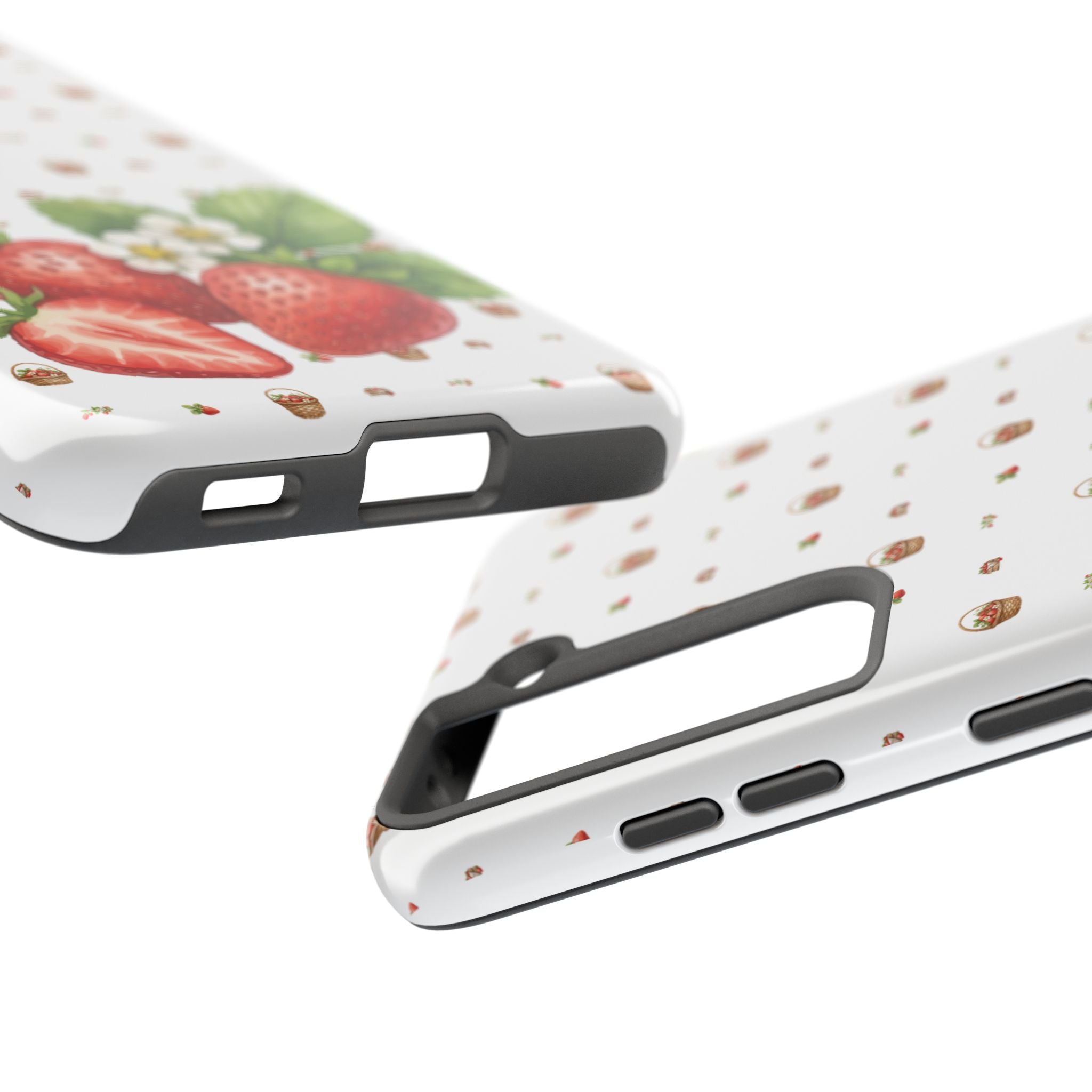 Strawberry Pattern Tough Phone Case — Vintage Botanical Fruit Design