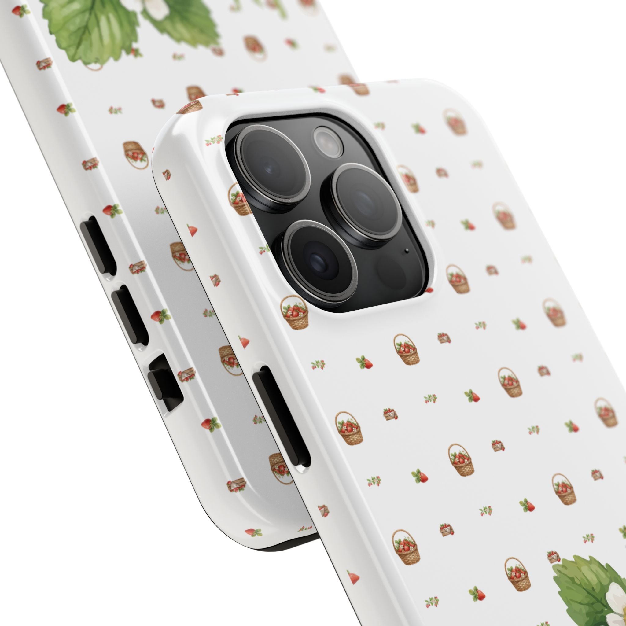 Strawberry Pattern Tough Phone Case — Vintage Botanical Fruit Design