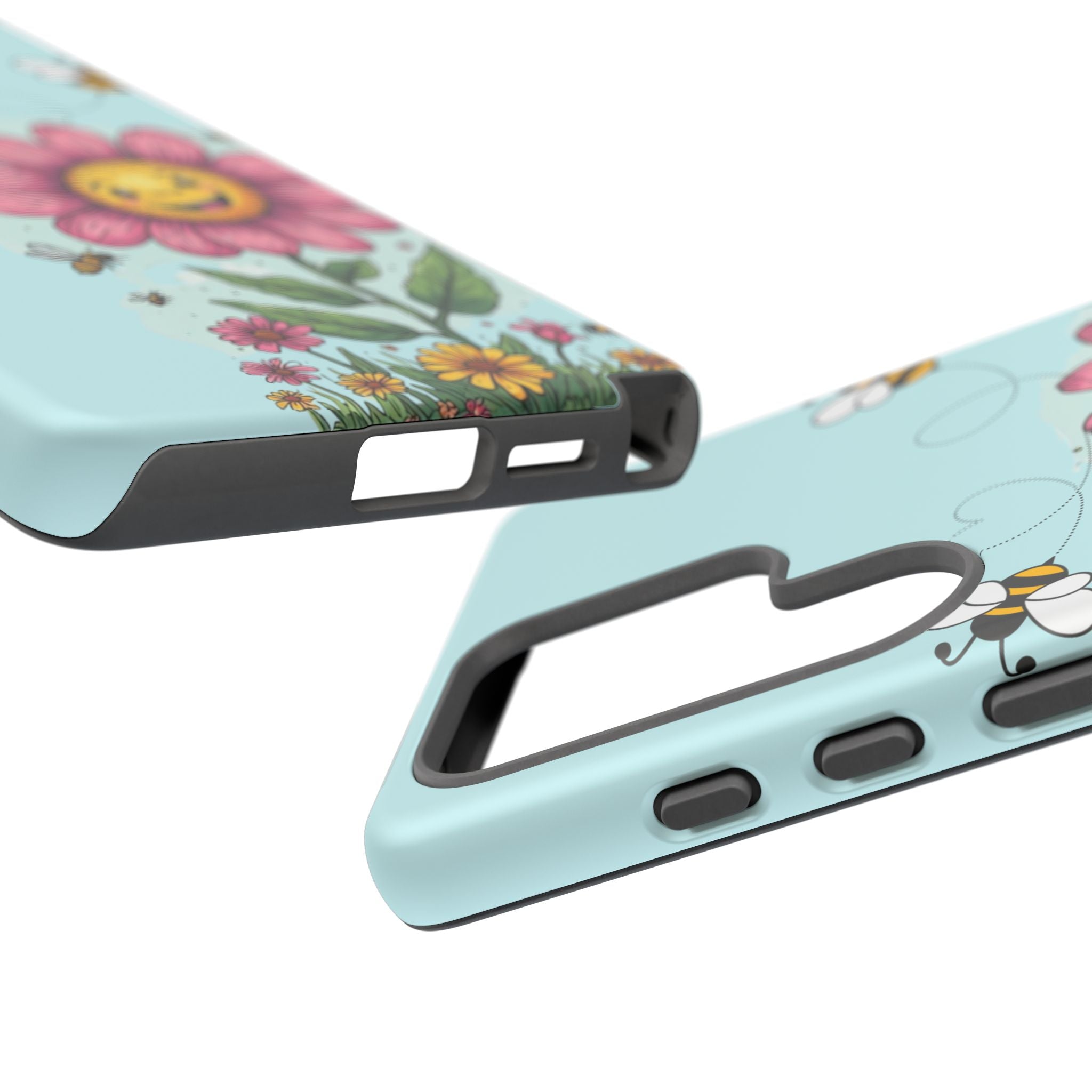 Cute Bee & Smiley Flower Phone Case — Floral Garden Protective Cover