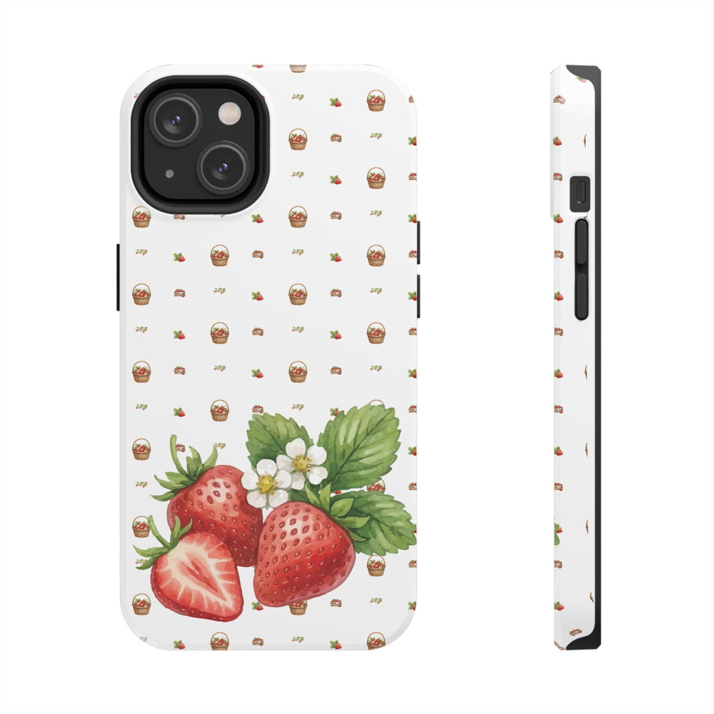 Strawberry Pattern Tough Phone Case — Vintage Botanical Fruit Design