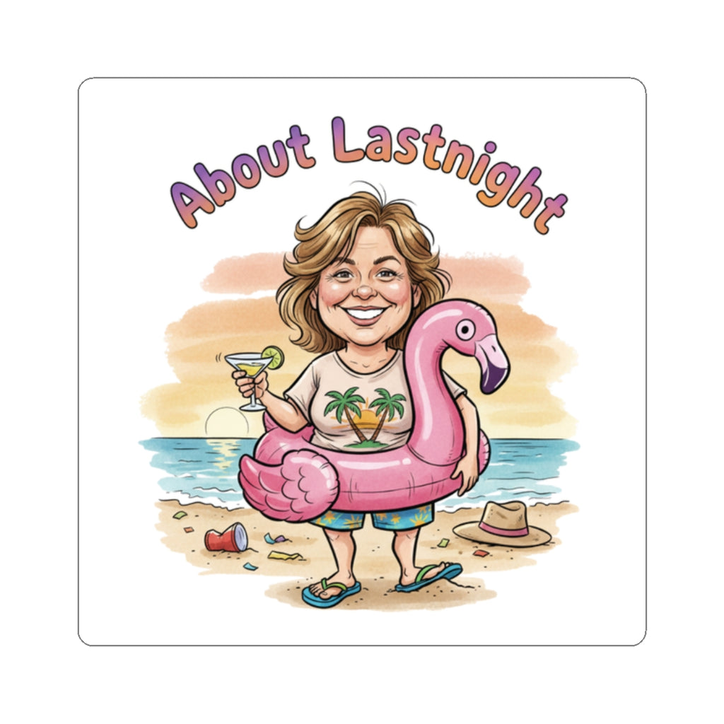 Sticker — "About Last Night" Beach Party Caricature (Kiss-Cut)