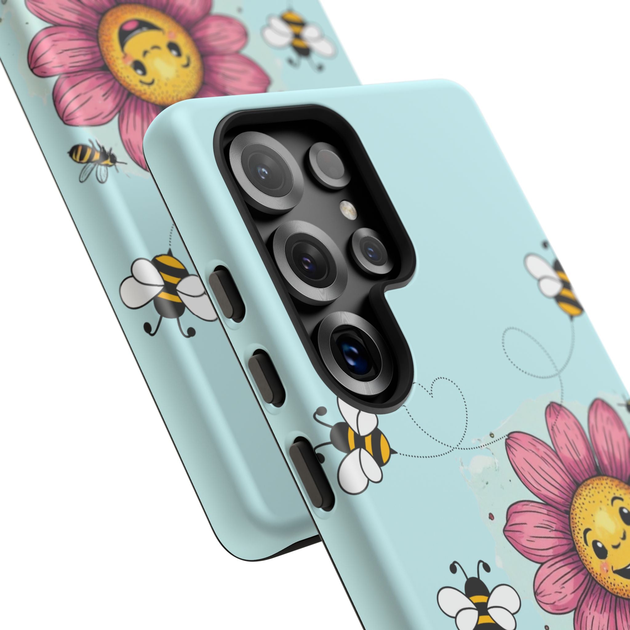 Cute Bee & Smiley Flower Phone Case — Floral Garden Protective Cover