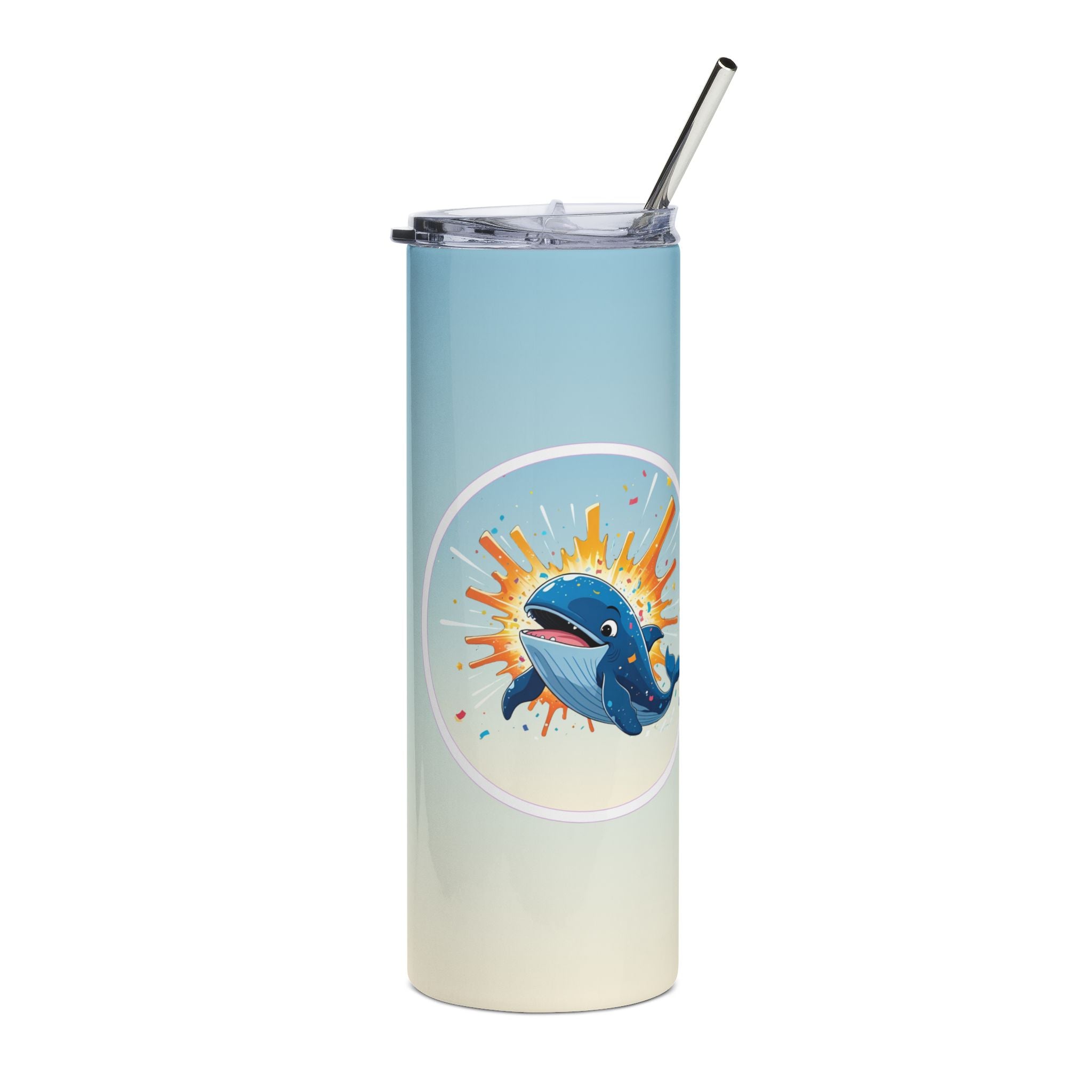 20oz Stainless Tumbler — Playful Blue Whale Splash Design