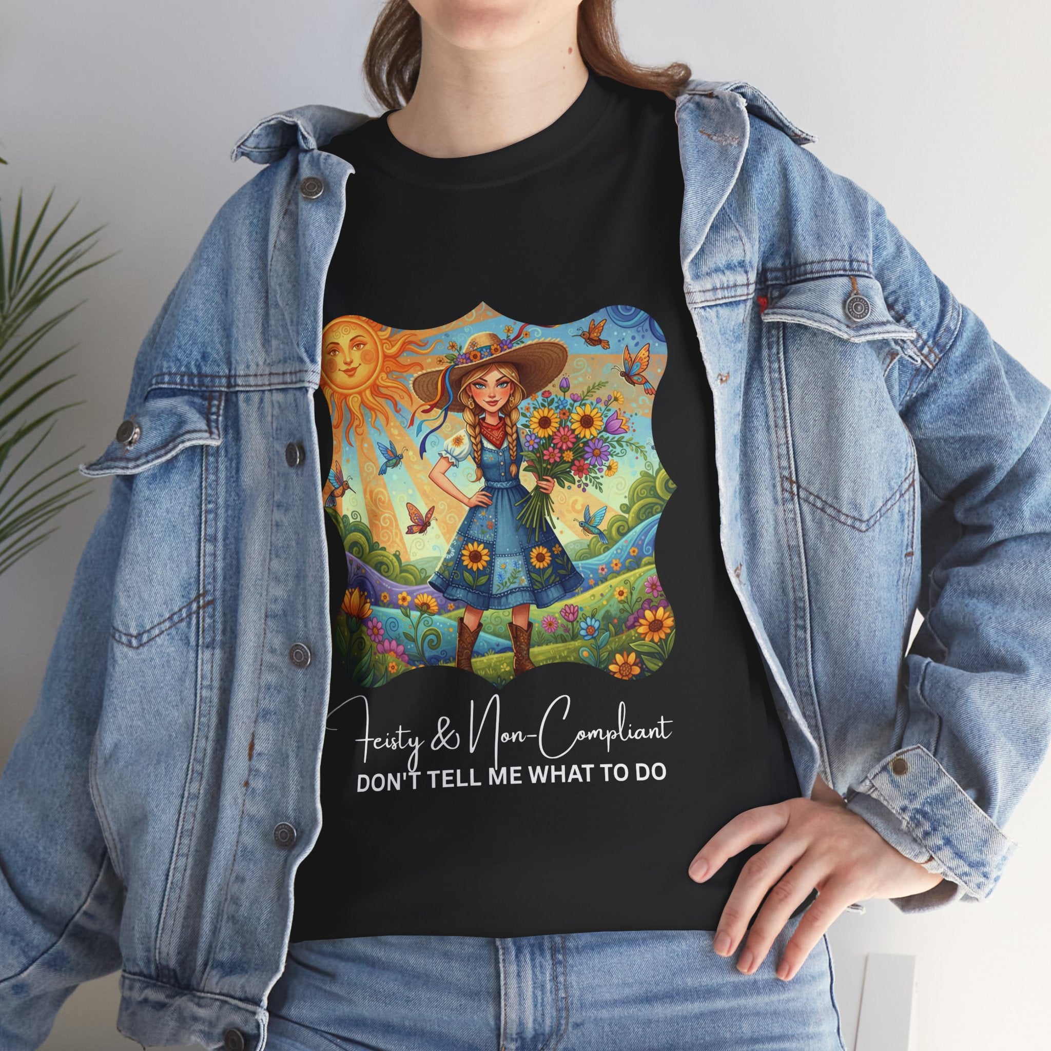 Summer Sunflower Scarecrow T-Shirt — "Don't Tell Me What To Do" Graphic Tee