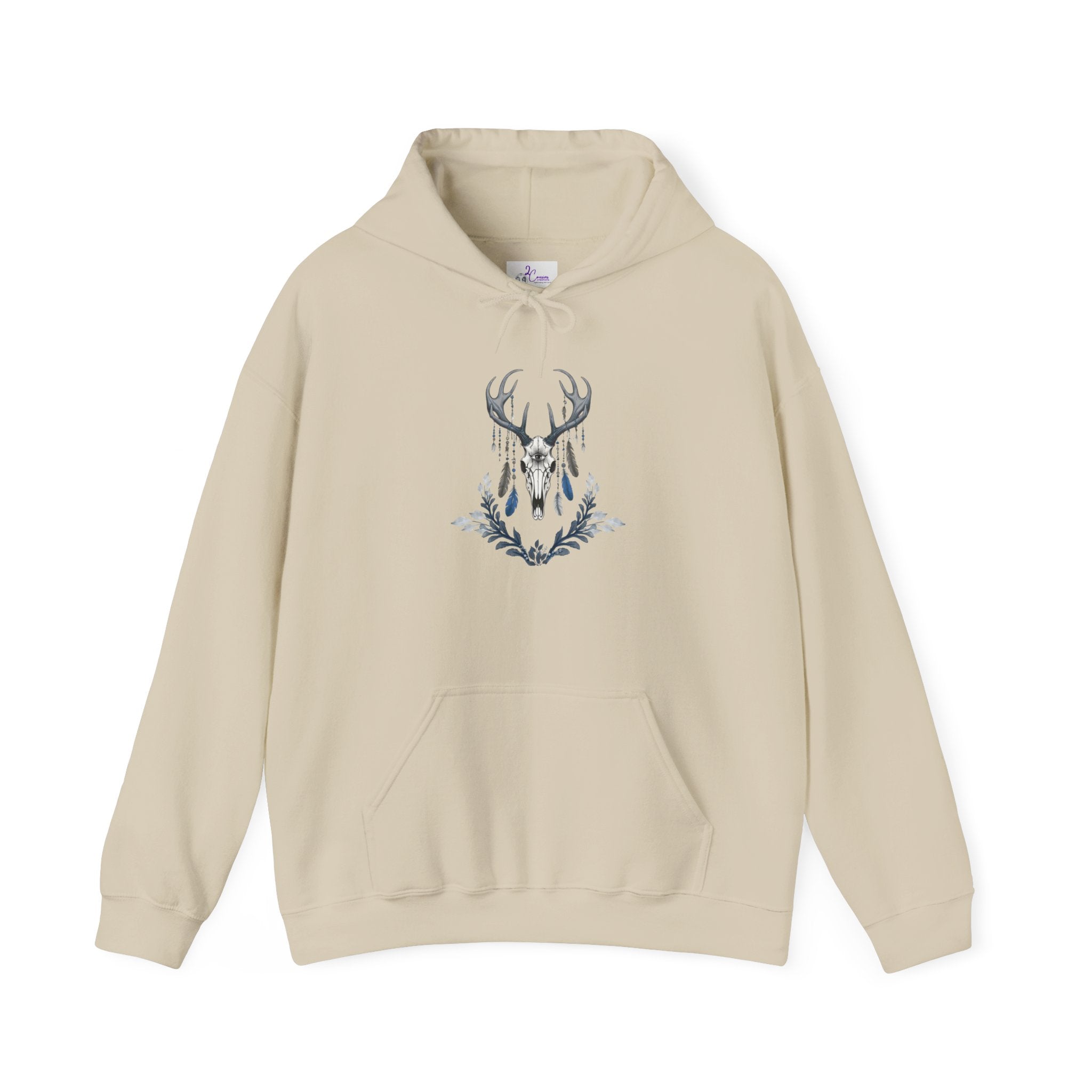 Deer Antler Floral Hoodie – Woodland Nature Graphic Sweatshirt