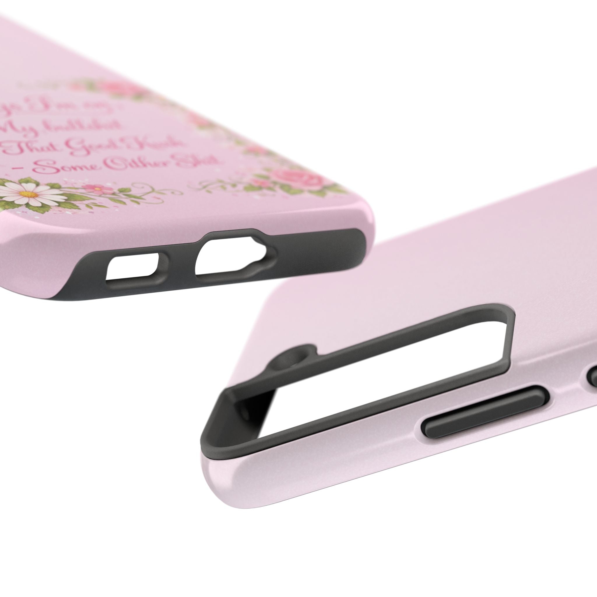 Tough Phone Case — Floral Script "Things I'm On" Protective Phone Cover