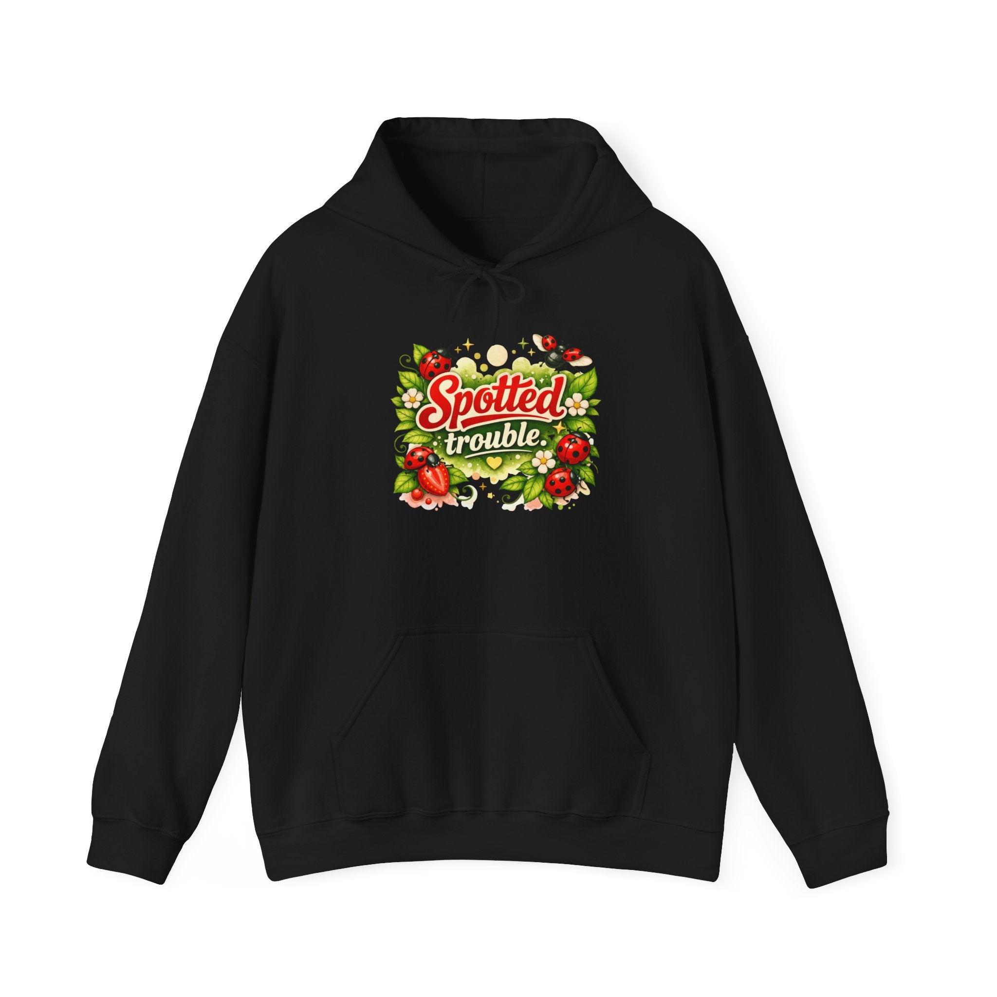 "Spotted Trouble" — ladybug Graphic Hooded Sweatshirt