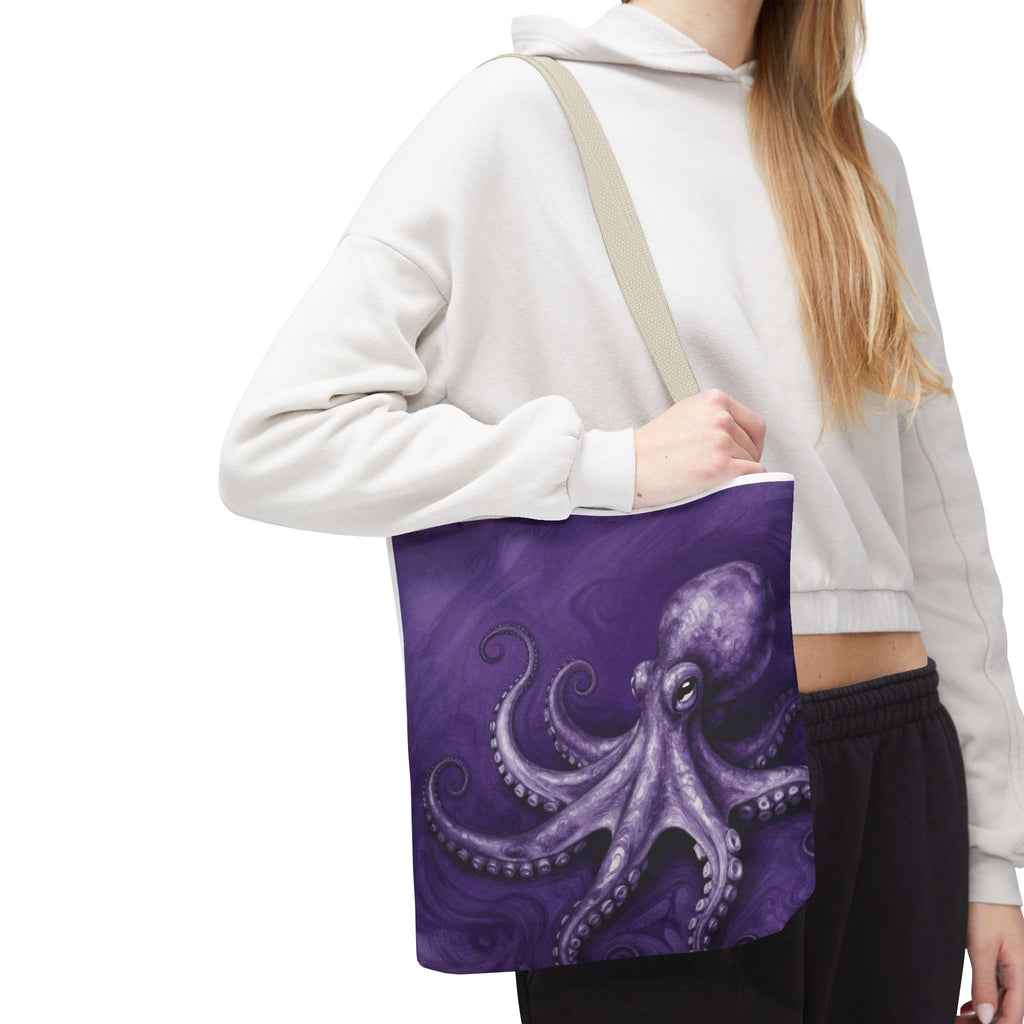 Purple Octopus Tote Bag – Artistic Sea Creature Beach & Market Bag