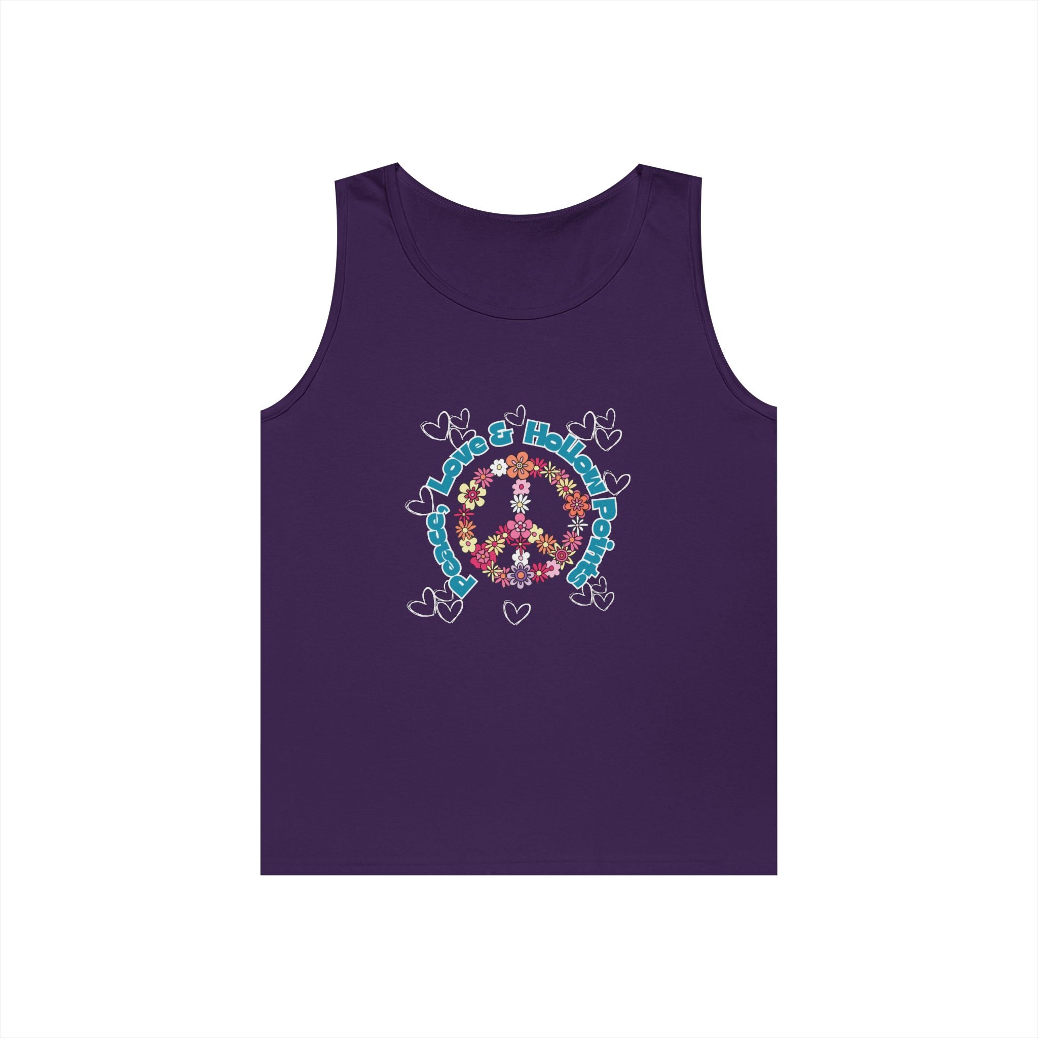 Peace, Love, Hollow Points Floral Tank — Funny Quote Graphic Tank Top