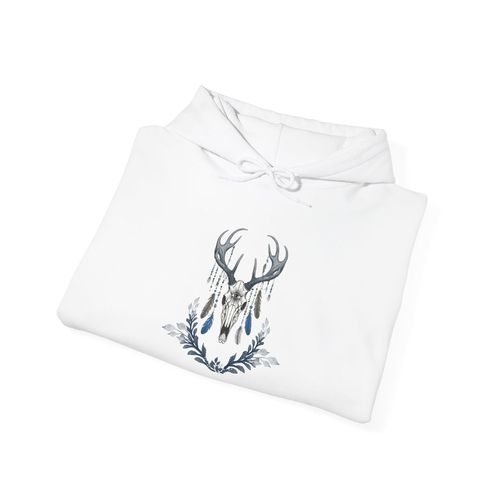 Deer Antler Floral Hoodie – Woodland Nature Graphic Sweatshirt