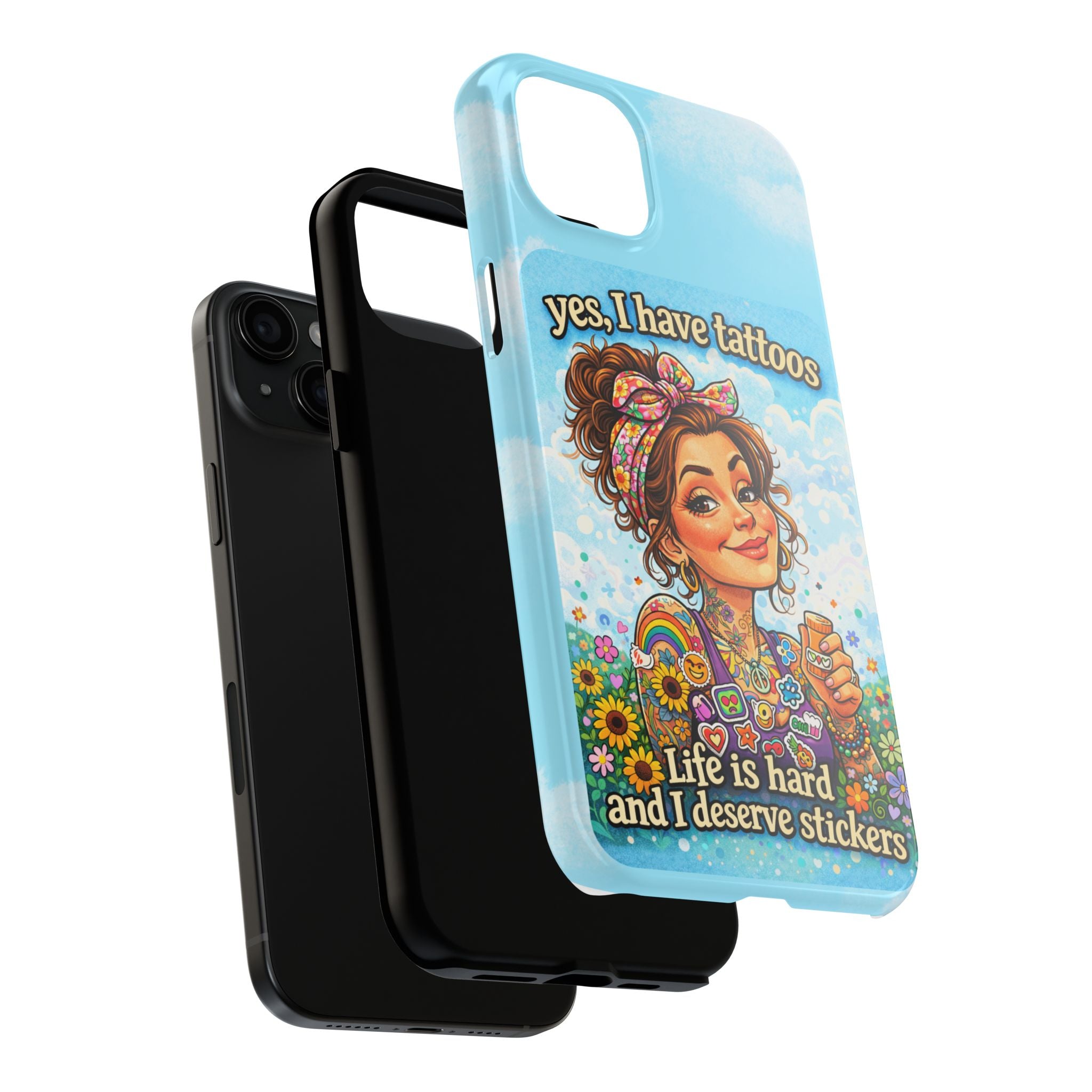Phone Case — “Yes, I Have Tattoos” Floral Sticker-Loving Protective Case