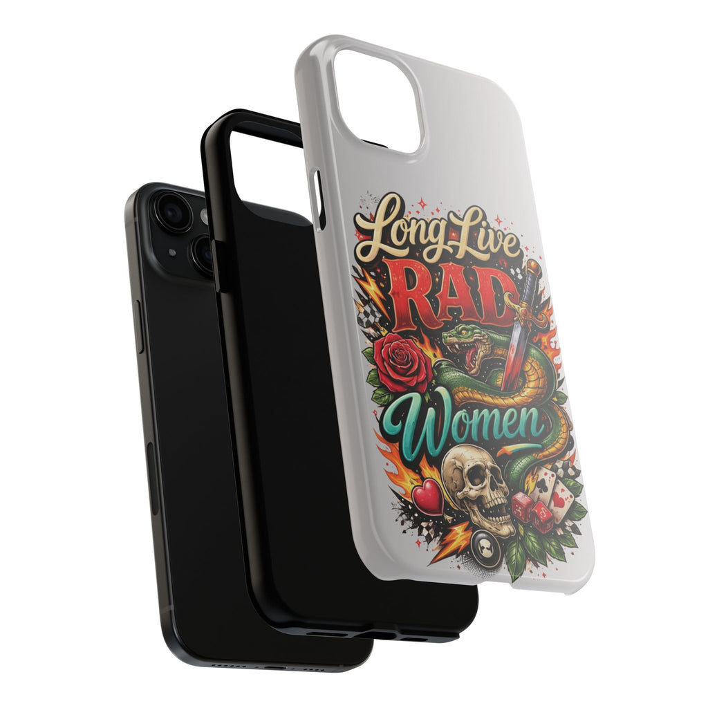 Long Live Rad Women Tough Phone Case — Retro Tattoo Floral Skull Design