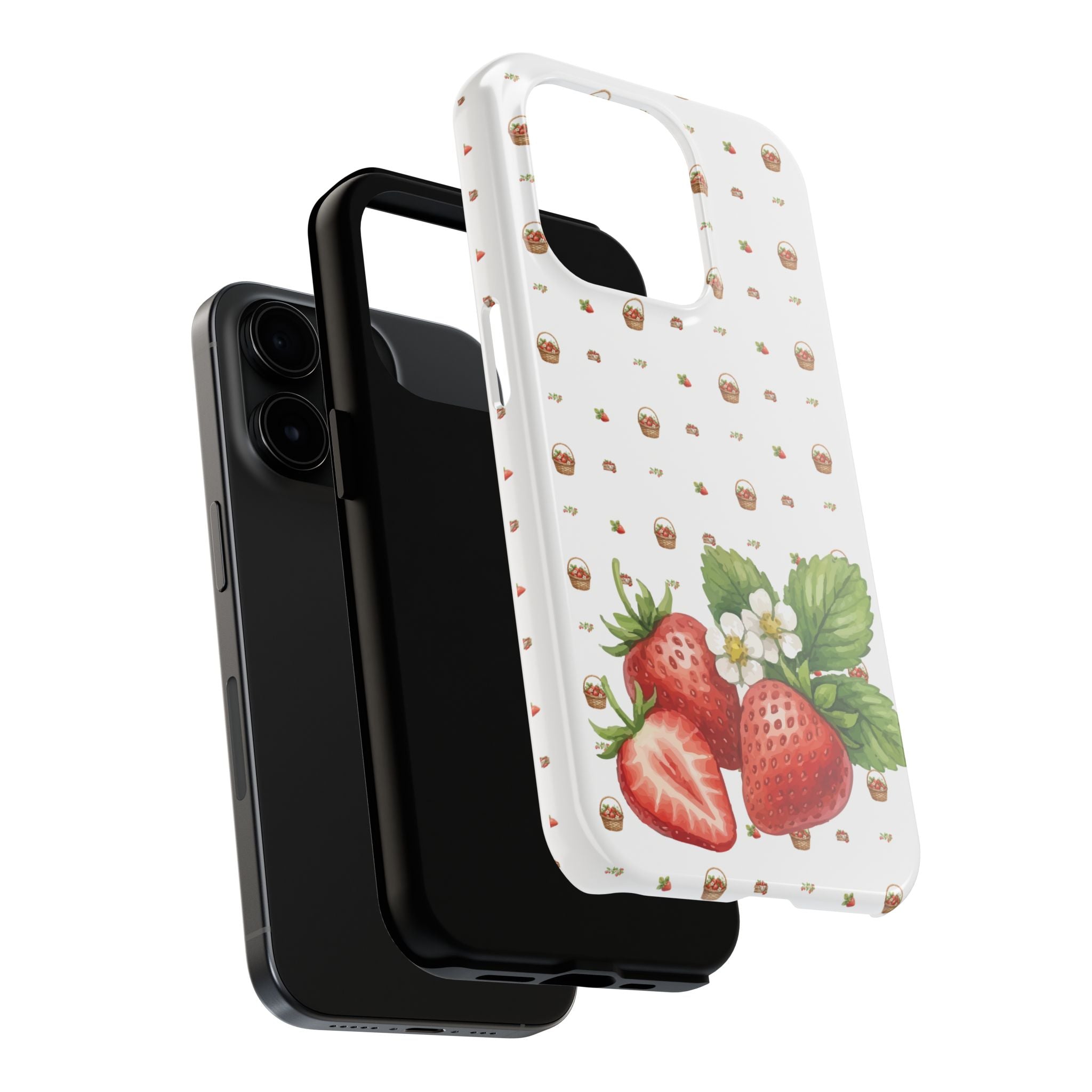 Strawberry Pattern Tough Phone Case — Vintage Botanical Fruit Design