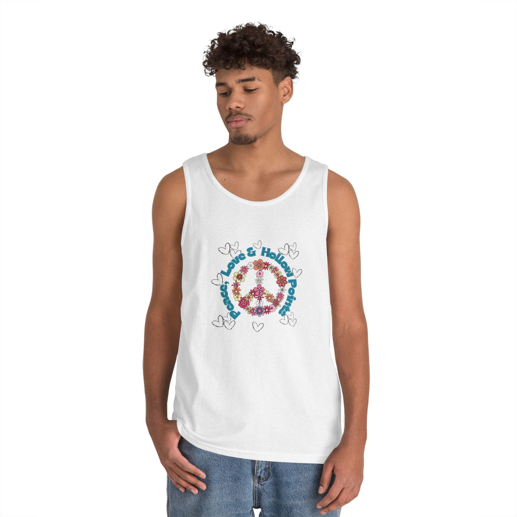 Peace, Love, Hollow Points Floral Tank — Funny Quote Graphic Tank Top