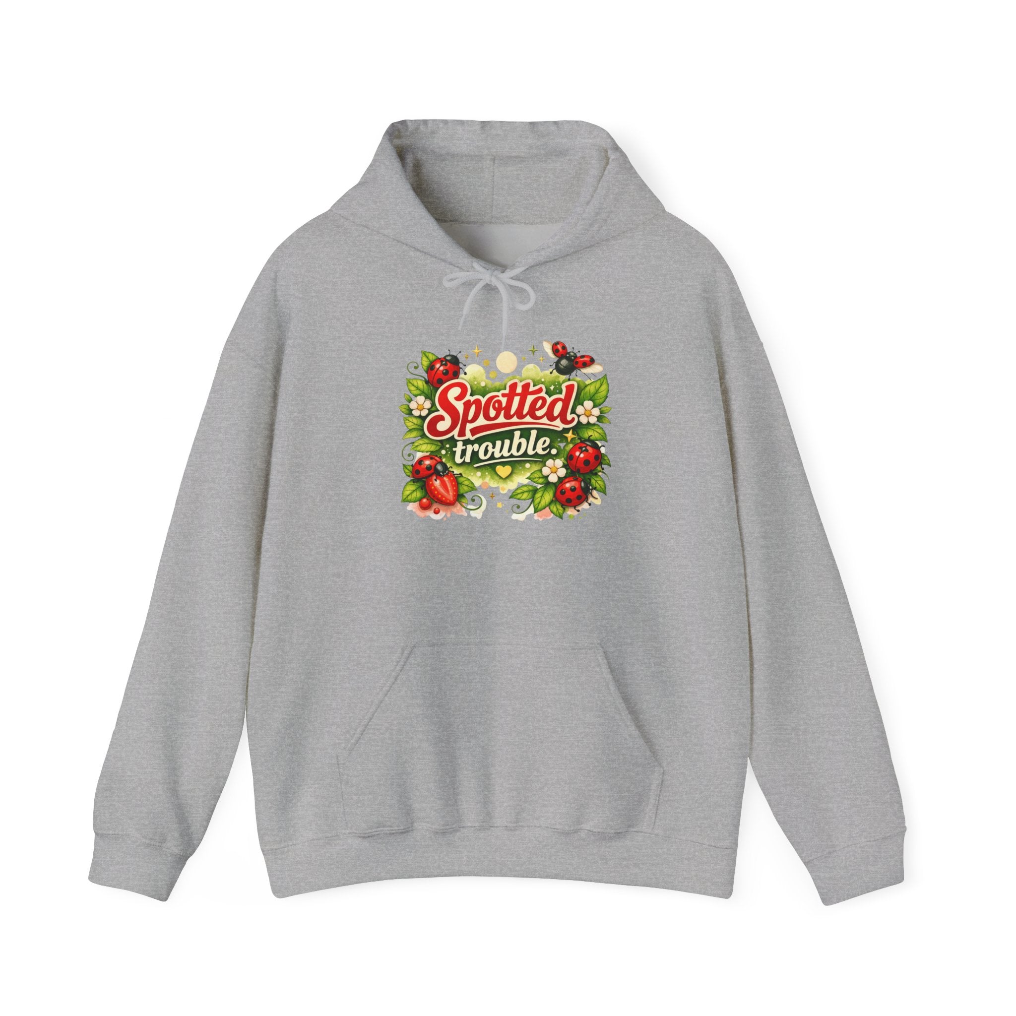 "Spotted Trouble" — ladybug Graphic Hooded Sweatshirt