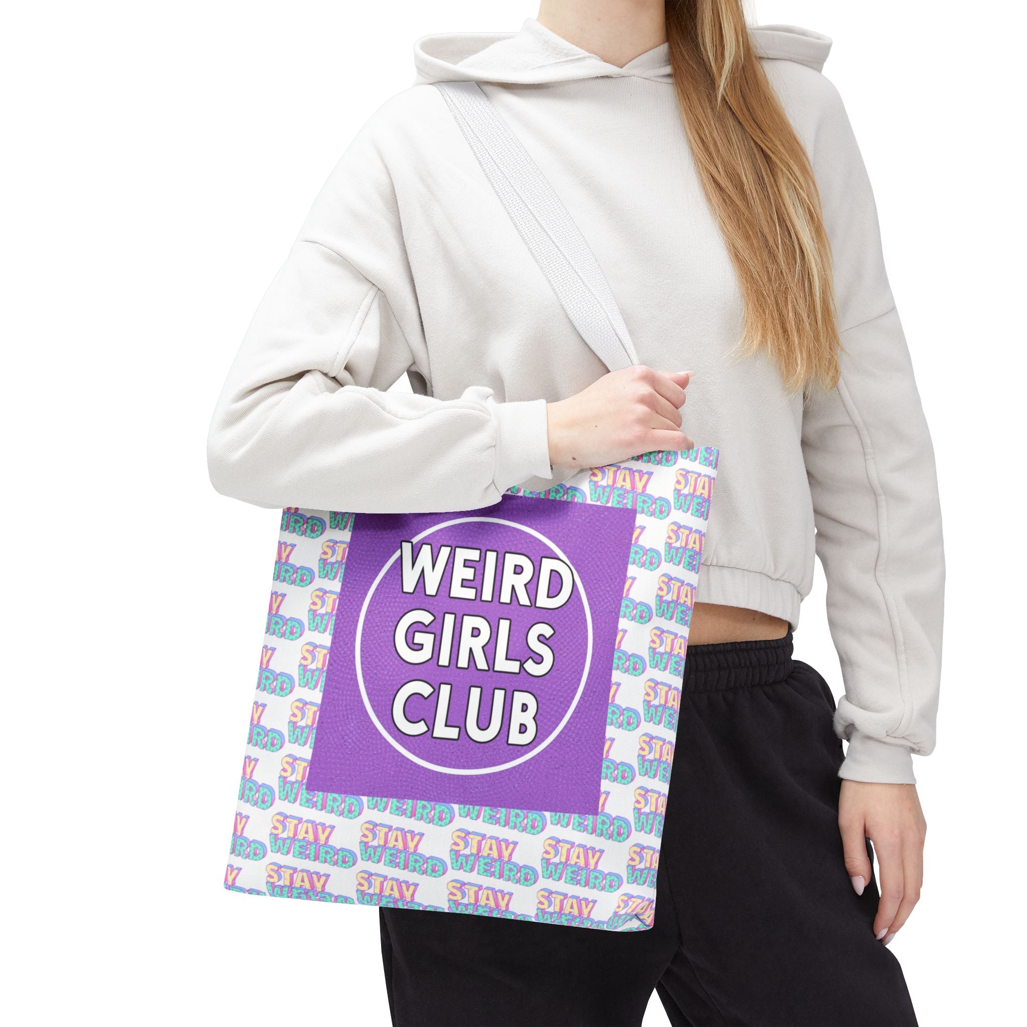 Weird Girls Club Tote Bag – 'Stay Weird' Pattern All-Over Print
