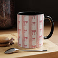 Pink Watercolor Bows Accent Mug | 11oz 15oz