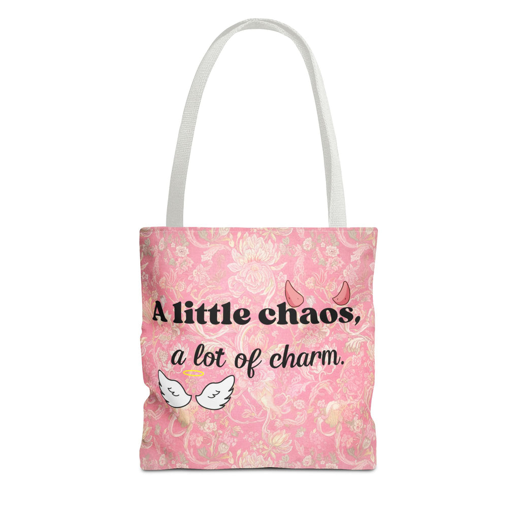Charming Chaos Pink Tote Bag — "A Little Chaos, A Lot of Charm" All-Over-Print