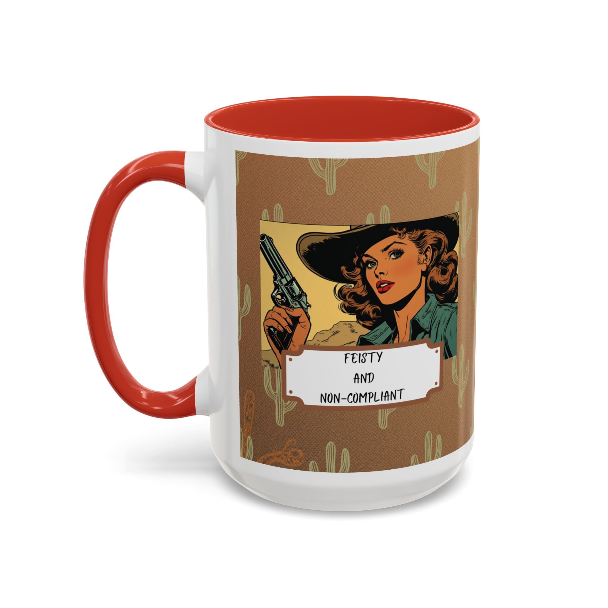 Feisty & Non-Compliant with a Southwest Flare Coffee Mug – Rustic Desert Pattern