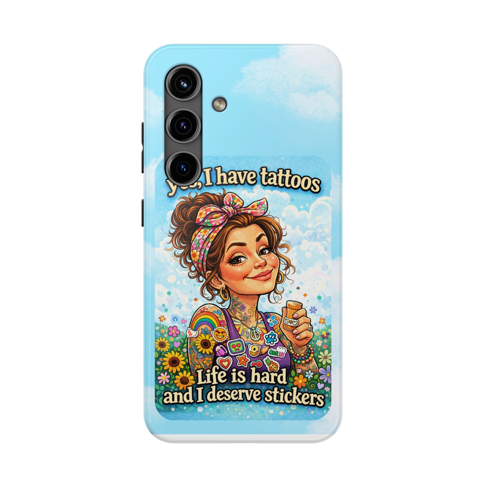 Phone Case — “Yes, I Have Tattoos” Floral Sticker-Loving Protective Case