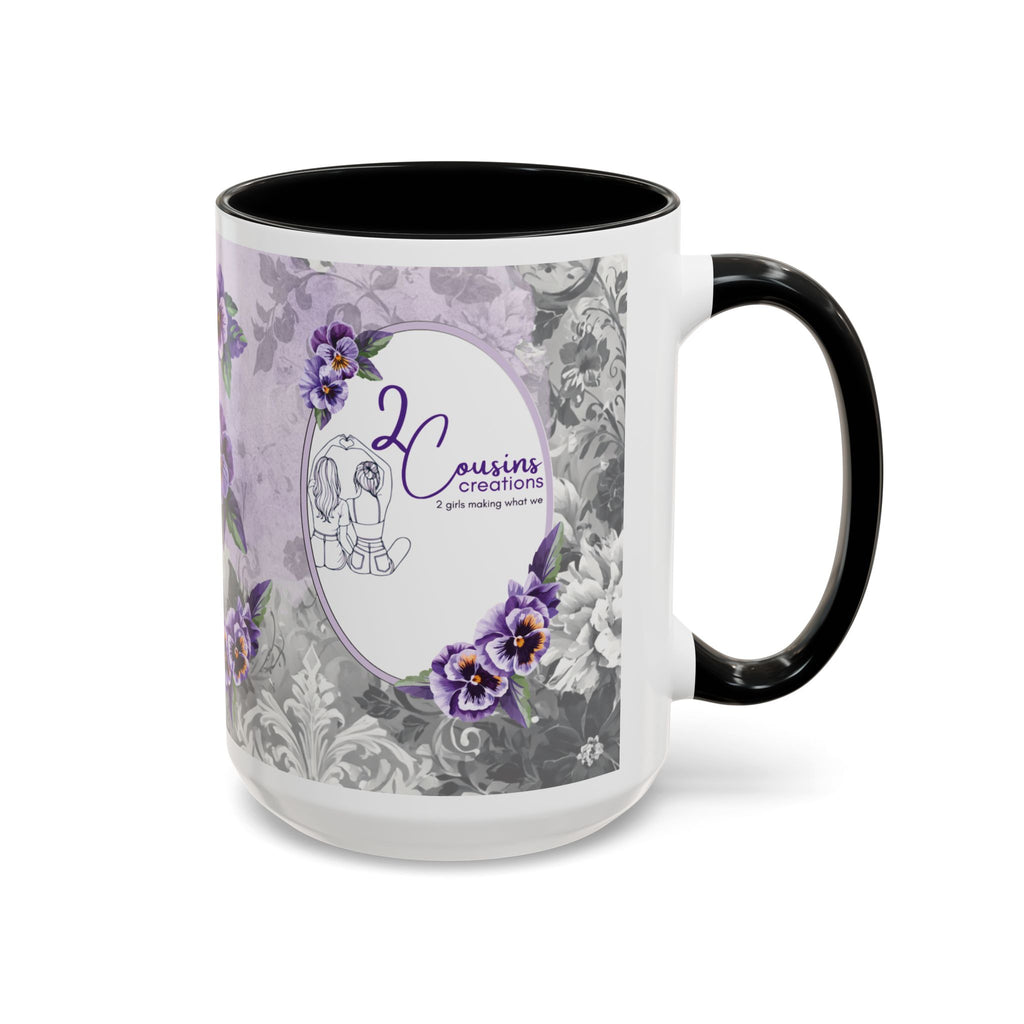 2 Cousins Creations Logo Floral Accent Coffee Mug — 15oz