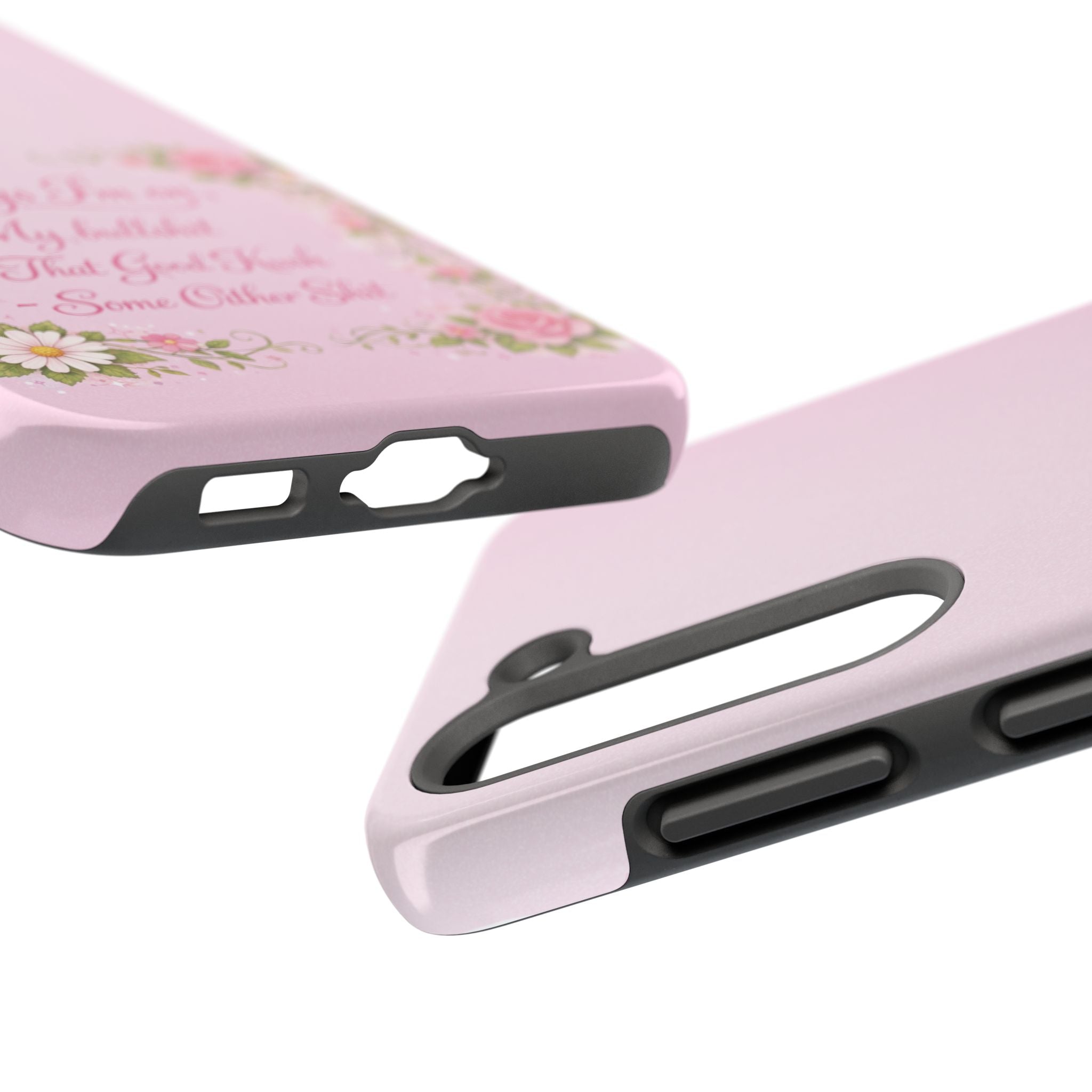Tough Phone Case — Floral Script "Things I'm On" Protective Phone Cover