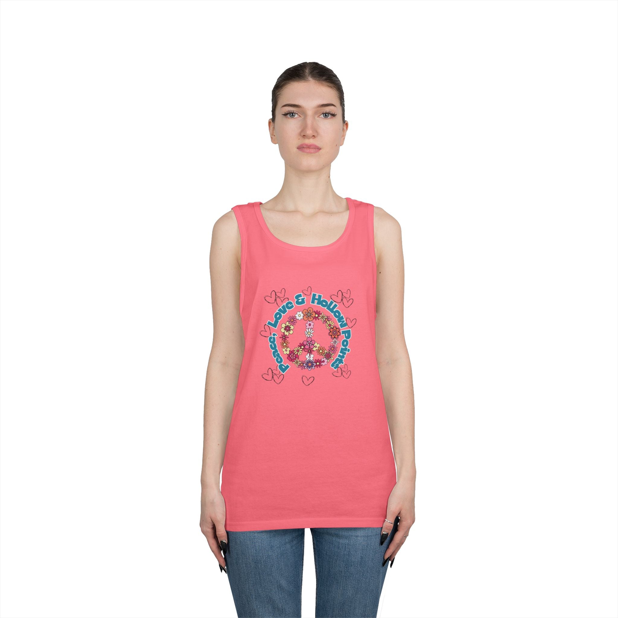 Peace, Love, Hollow Points Floral Tank — Funny Quote Graphic Tank Top