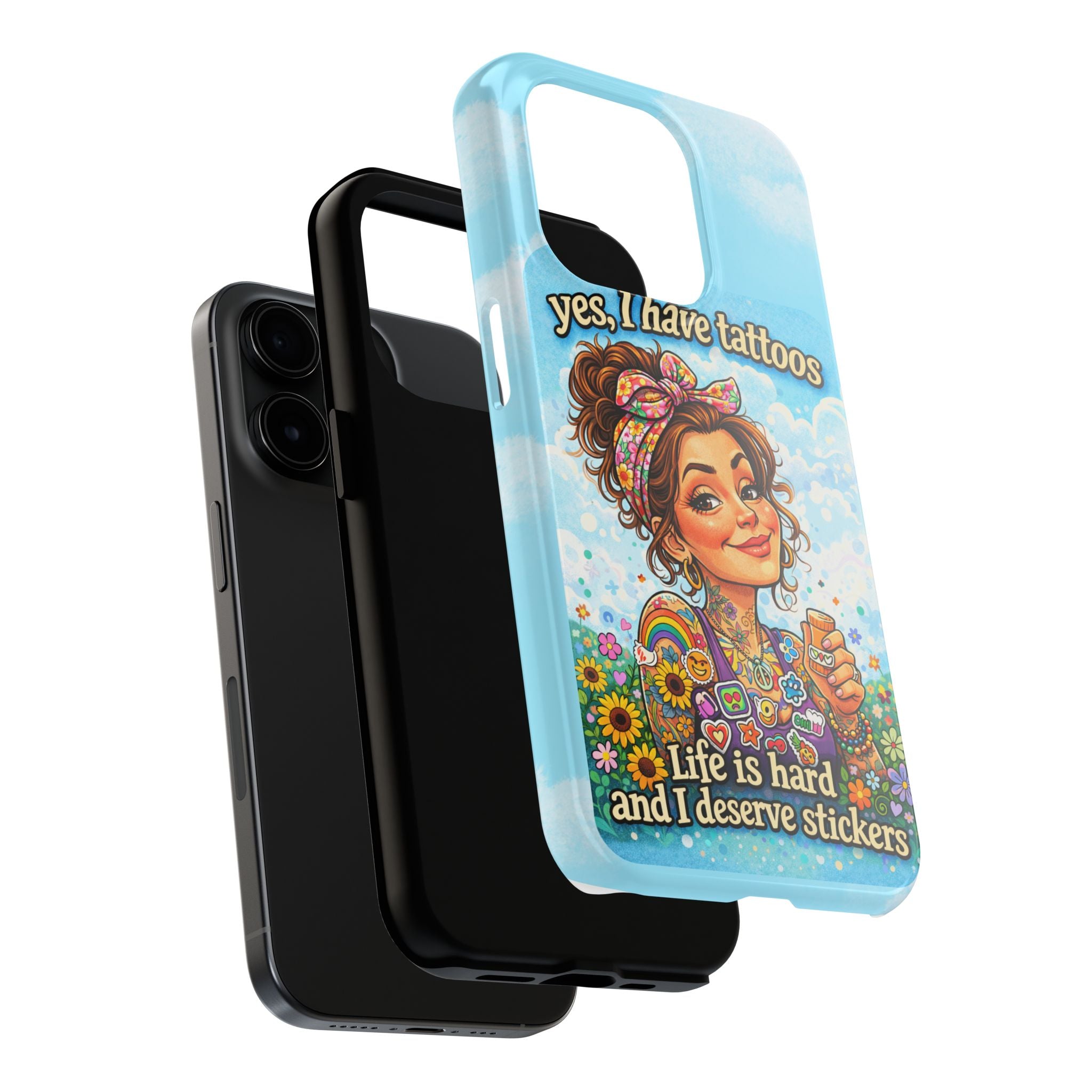 Phone Case — “Yes, I Have Tattoos” Floral Sticker-Loving Protective Case