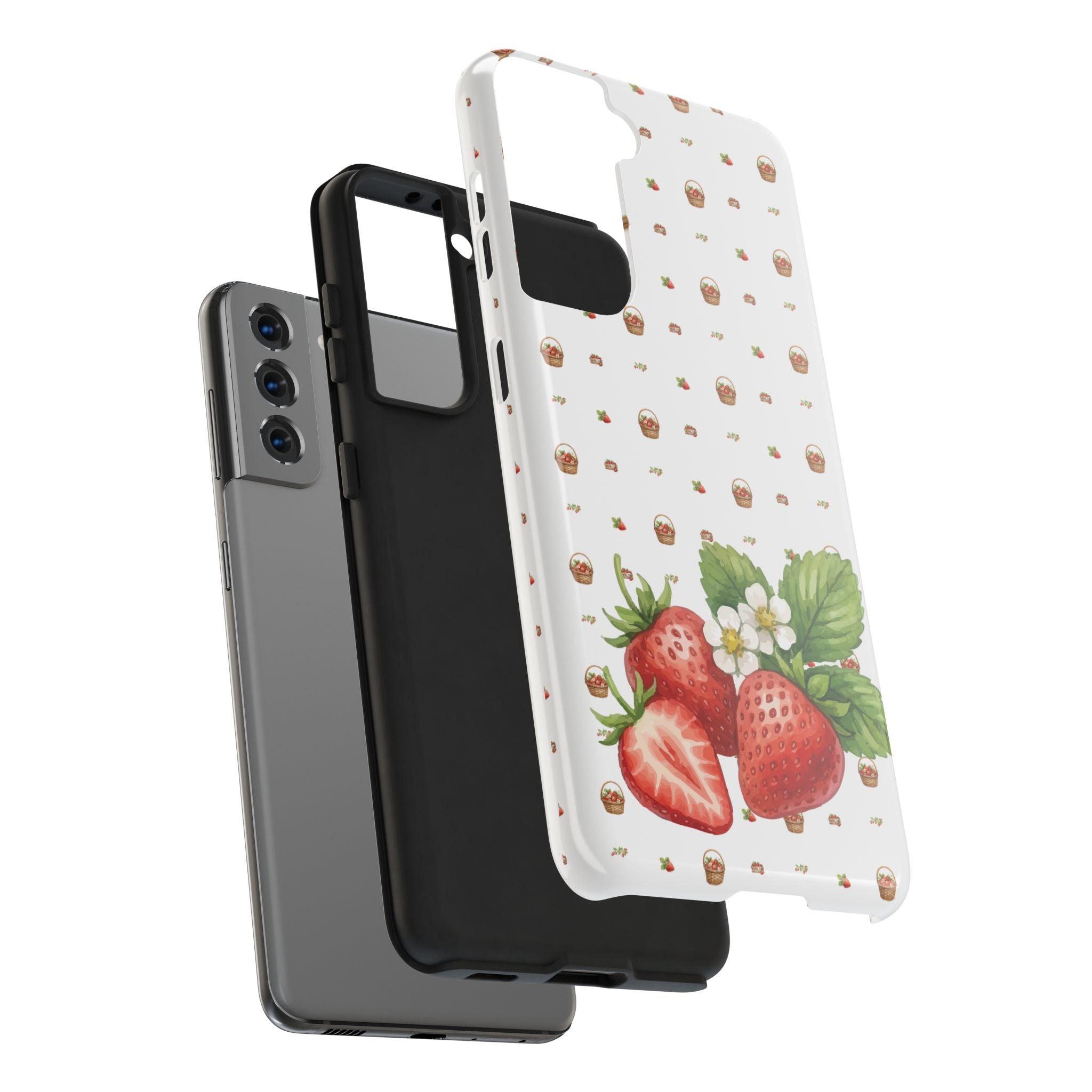 Strawberry Pattern Tough Phone Case — Vintage Botanical Fruit Design