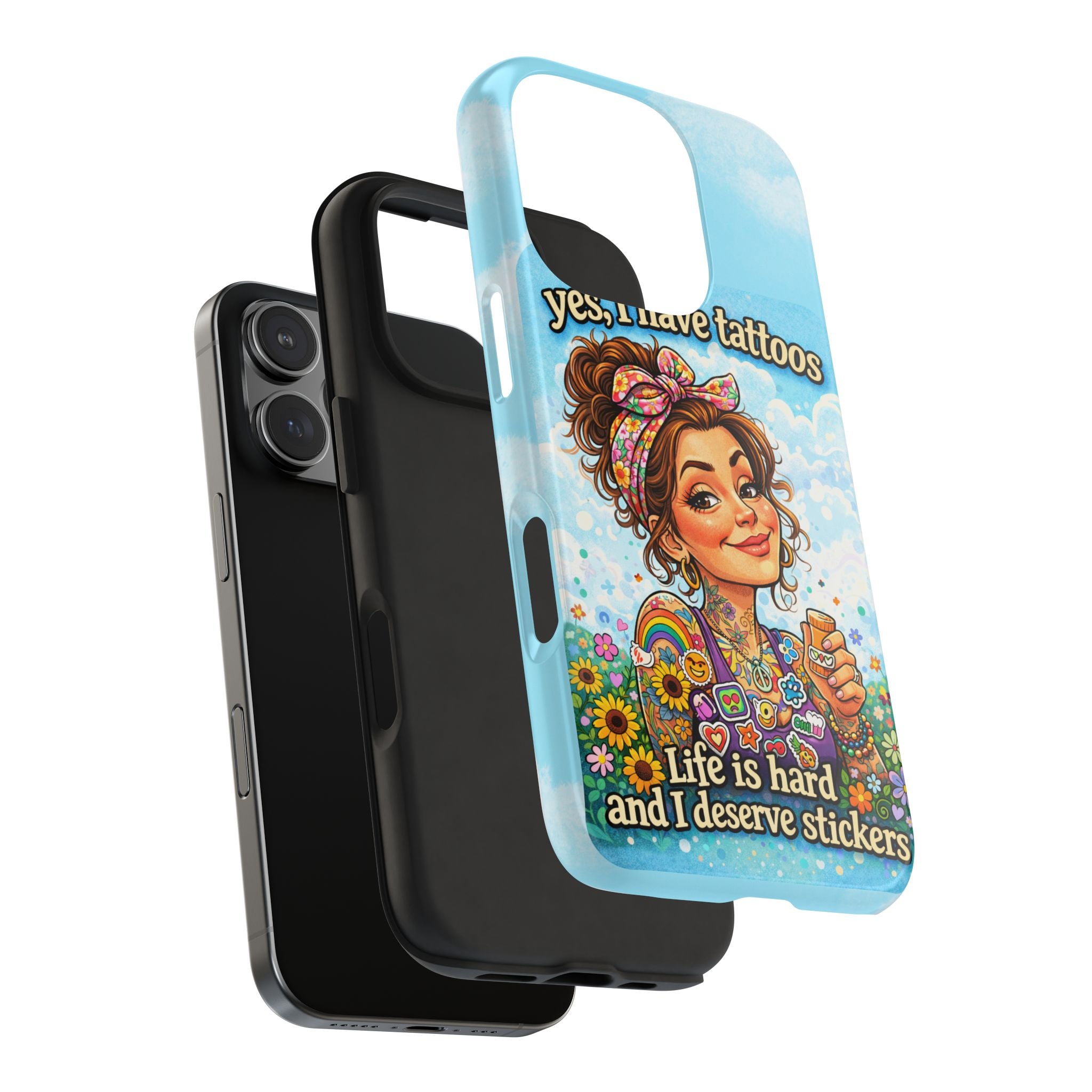 Phone Case — “Yes, I Have Tattoos” Floral Sticker-Loving Protective Case
