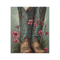Cowboy Boots Floral Velveteen Blanket