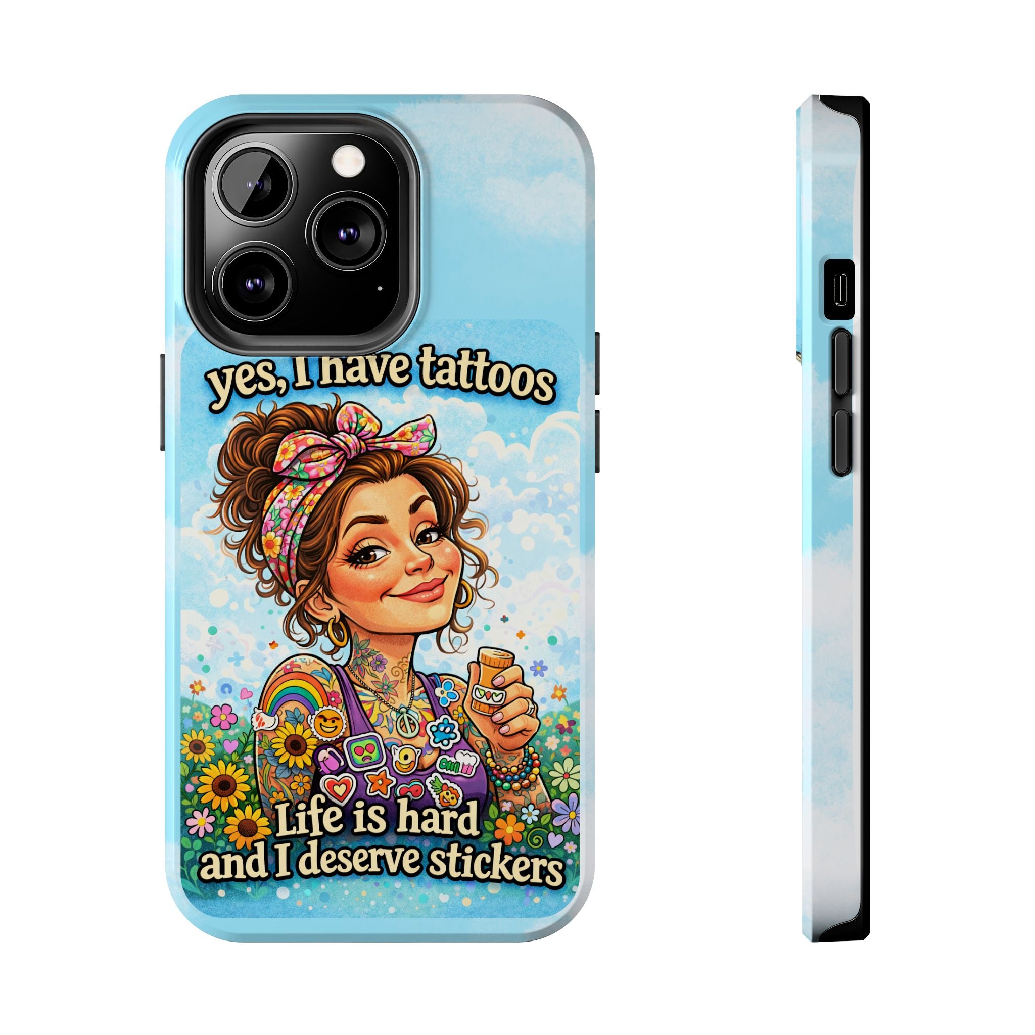 Phone Case — “Yes, I Have Tattoos” Floral Sticker-Loving Protective Case