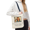 Retro Warning Tote Bag — "This bag contains my hopes, my plans, and maybe a surprise. Proceed with CAUTION"